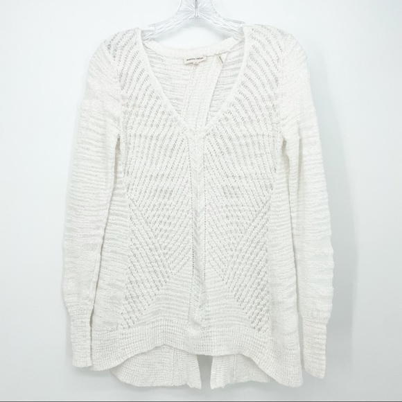 Rebecca Taylor Back Split Open Knit Womens Sweater White Size Small Long Sleeve - Picture 3 of 13